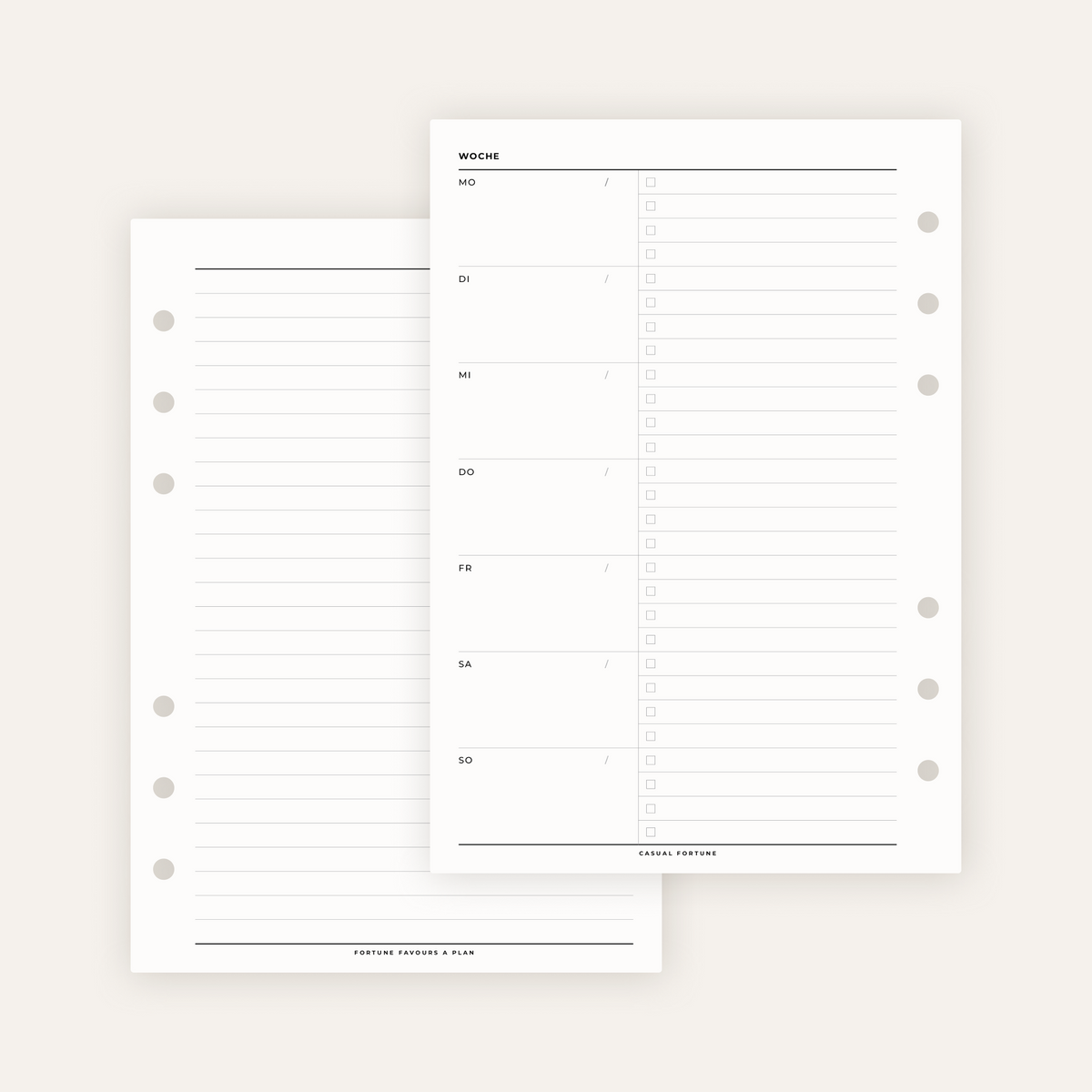 Wochencheckliste – Planereinlagen