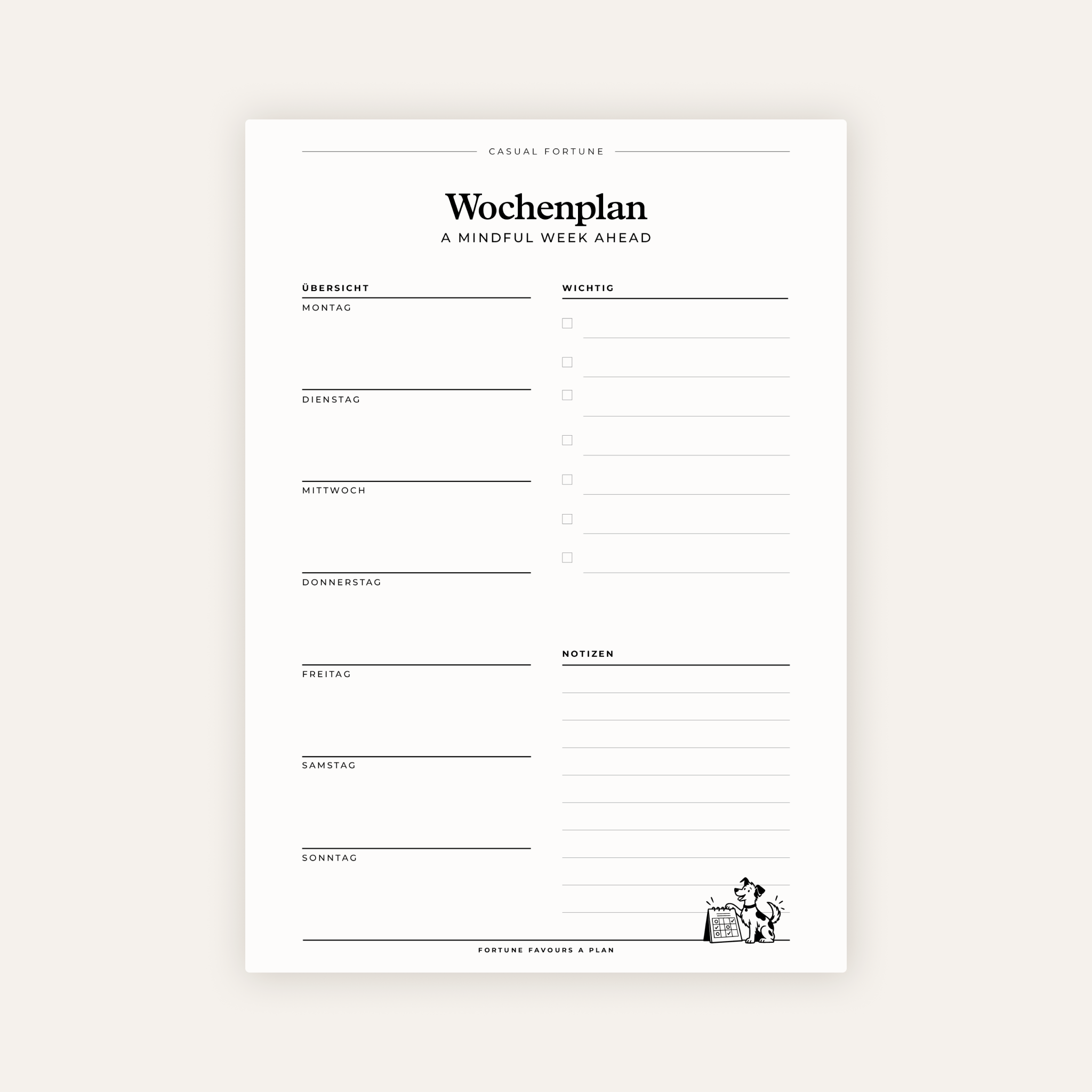 Wochenplan – Schreibblock