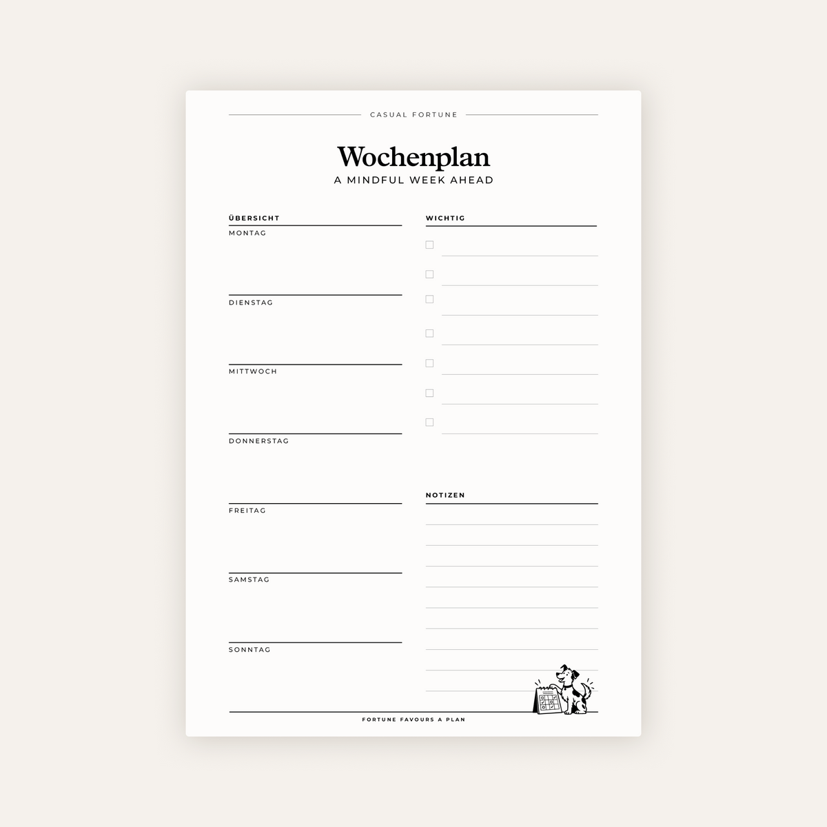 Wochenplan – Schreibblock